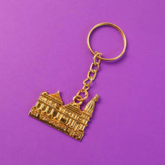 Ram Mandir Keychain – Premium Golden Metal Devotional Accessory
