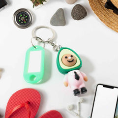 Avocado Character Keychain – Cute Cartoon Design with Name Tag