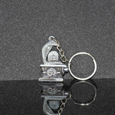 Shivling Keychain – Elegant Silver Metal Design with Snake Motif