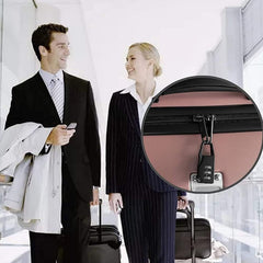 Suitcase safety lock with combination dials visible