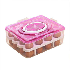 32-Grid Egg Tray with Lid & Handle – 2-Layer Egg Storage | Organivo