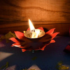 Brass Lotus Oil Diya – Elegant Spiritual Pooja Light