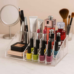 Acrylic Makeup Organizer – 16 Clear Compartments for Cosmetics