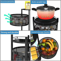 Kitchen Trolley with Wheels – Metal 3-Layer Organizer | Tidy Table
