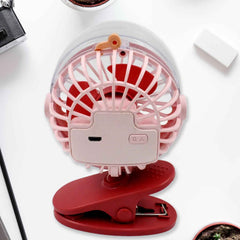 Portable Clip-on Fan – USB, 3-Speed, Light & Spray |