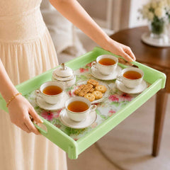 Serving Tray Set Ð Elegant Floral Design with Side Handles
