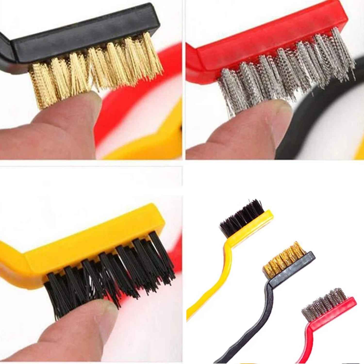 Mini Wire Brush Set – 3 Pc Brass, Nylon, Steel | Velvet Wipe