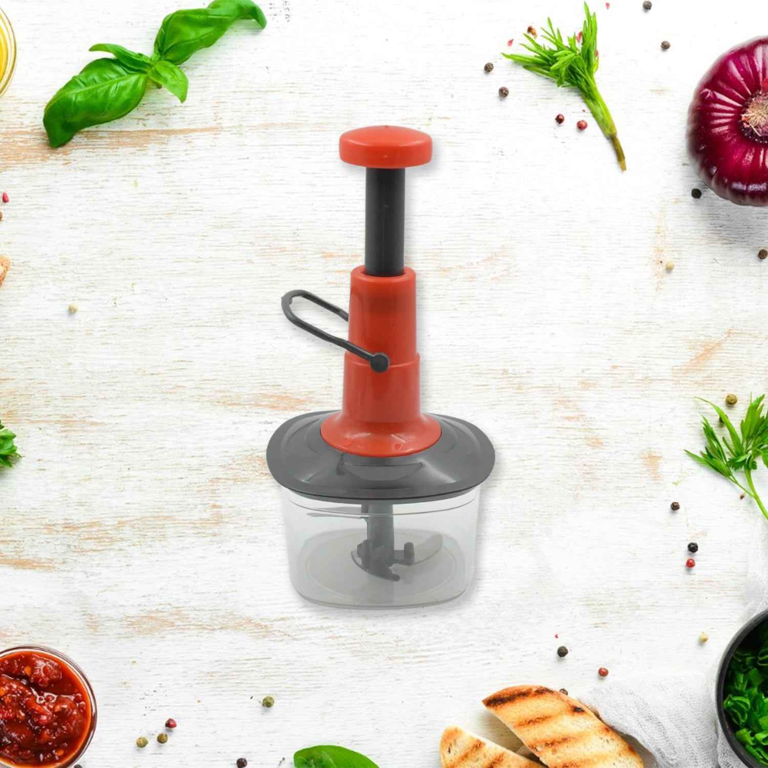 Manual Food Chopper – 650ml, 3 SS Blades, Anti-Slip | Quickslice