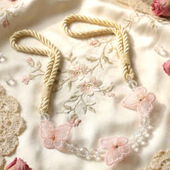 Floral Beaded Curtain Tieback – Elegant Butterfly Design