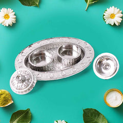 Oval Puja Thali with Kumkum Holders Ð Traditional & Durable Design