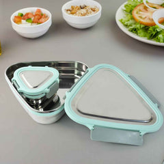 Triangle Stainless Steel Lunch Box Set – Compact Leakproof 2-Piece Tiffin