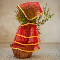 Tulsi Vastra Pooja Cloth – 2-Piece Premium Red Set with Gold Border