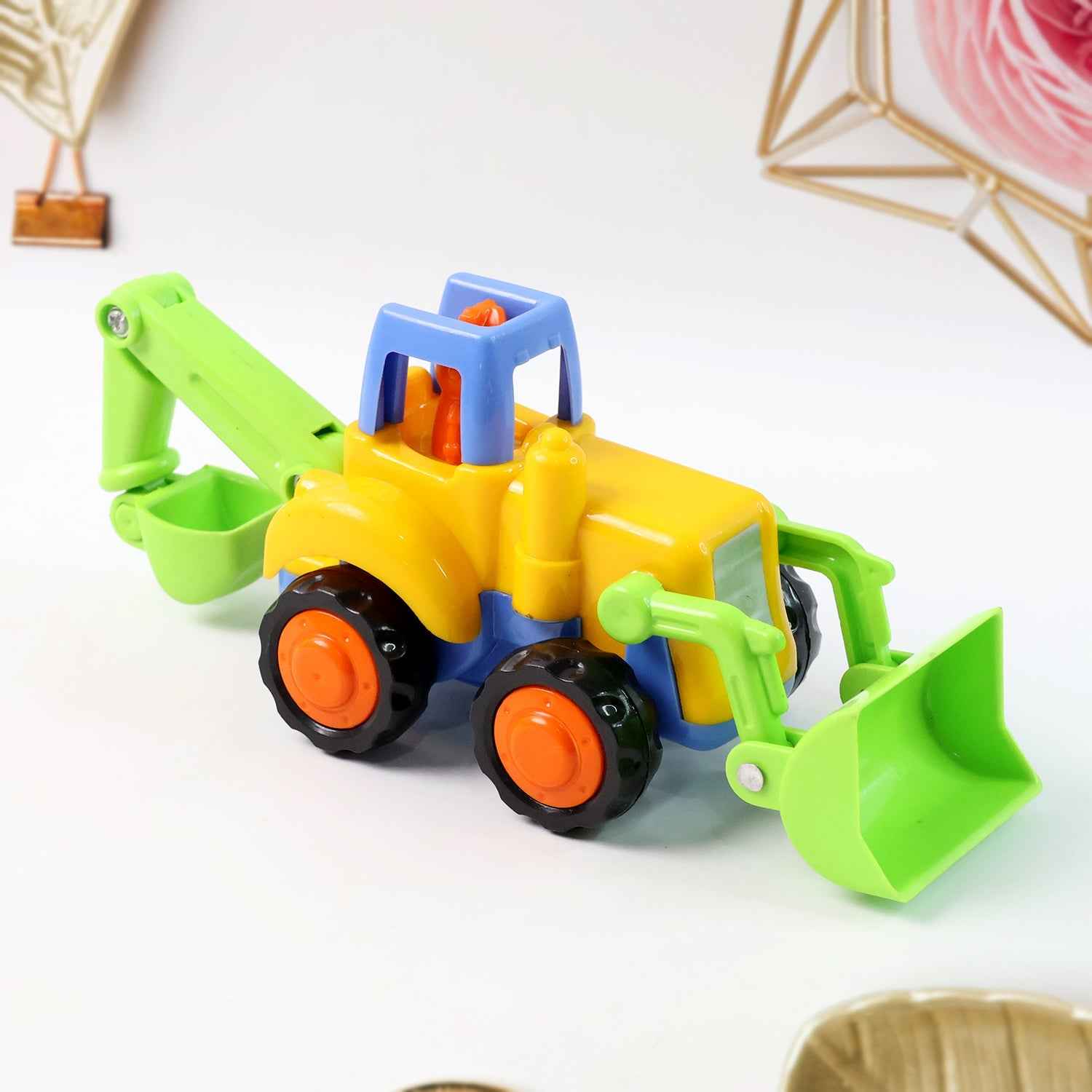 Bright construction vehicle toy set with dumper, cement mixer, tractor, loader for kids