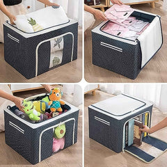 Foldable Steel-Frame Clothes Storage Box – Dust-Proof Organizer