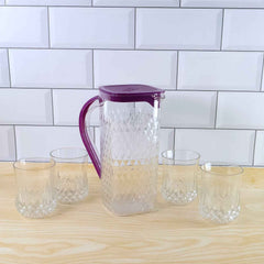 Plastic Jug with Glasses Combo – 5-Piece BPA-Free Serving Set