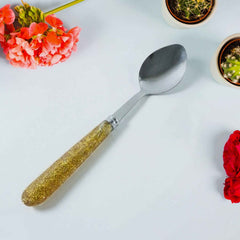 Stainless Steel Dining Spoon Set – Elegant Glitter Handles, Pack of 2