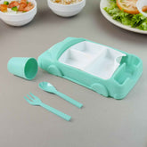 Kids Car Lunch Box Set – 4 Pcs Dinnerware & Suction Plate | Lunchie Bunchie
