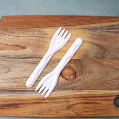 Compostable Bagasse Forks – Strong Eco-Friendly Disposable Cutlery 10-Pack
