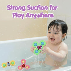 Three-piece baby spinner toy set for infant sensory development