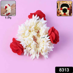 Artificial Flower Gajra – Traditional Red Rose & Jasmine Hair Accessory