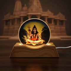 Lord Shiva LED Night Lamp – 3D Creative Wooden Base Light