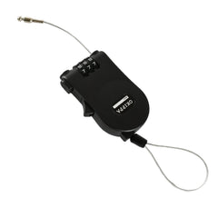 The combination cable lock displayed with its packaging and user manual for easy setup.
