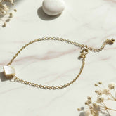 Adjustable Chain Bracelet with Square Stone Charm – Elegant Style