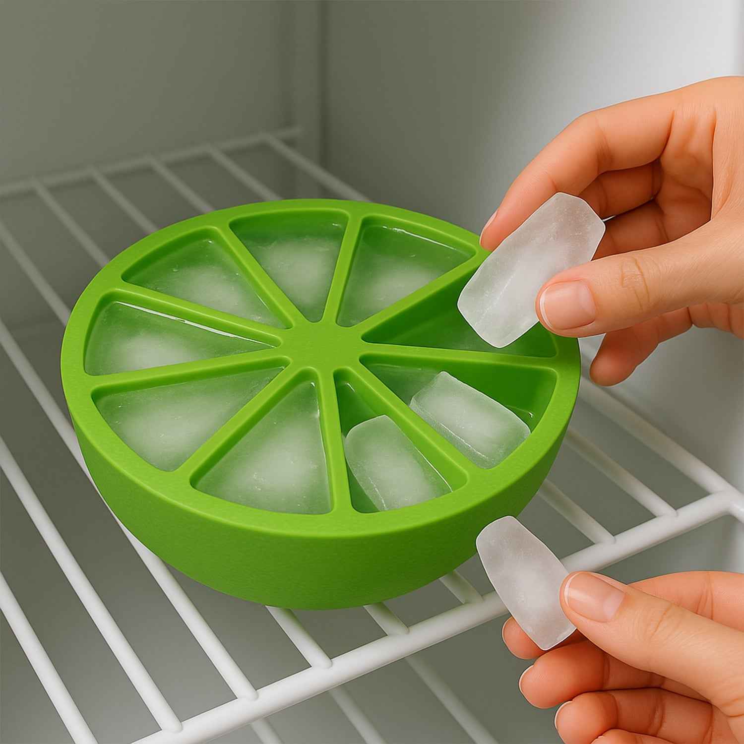 Lemon Shape Silicone Ice Cube Tray – 8-Slot Flexible Mold