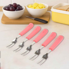 Stainless Steel Fruit Fork Set – 10 Durable Mini Forks with Soft Grip