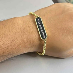 Customized Golden Bracelet – Personalized Gift for Men | Bracelet Bar