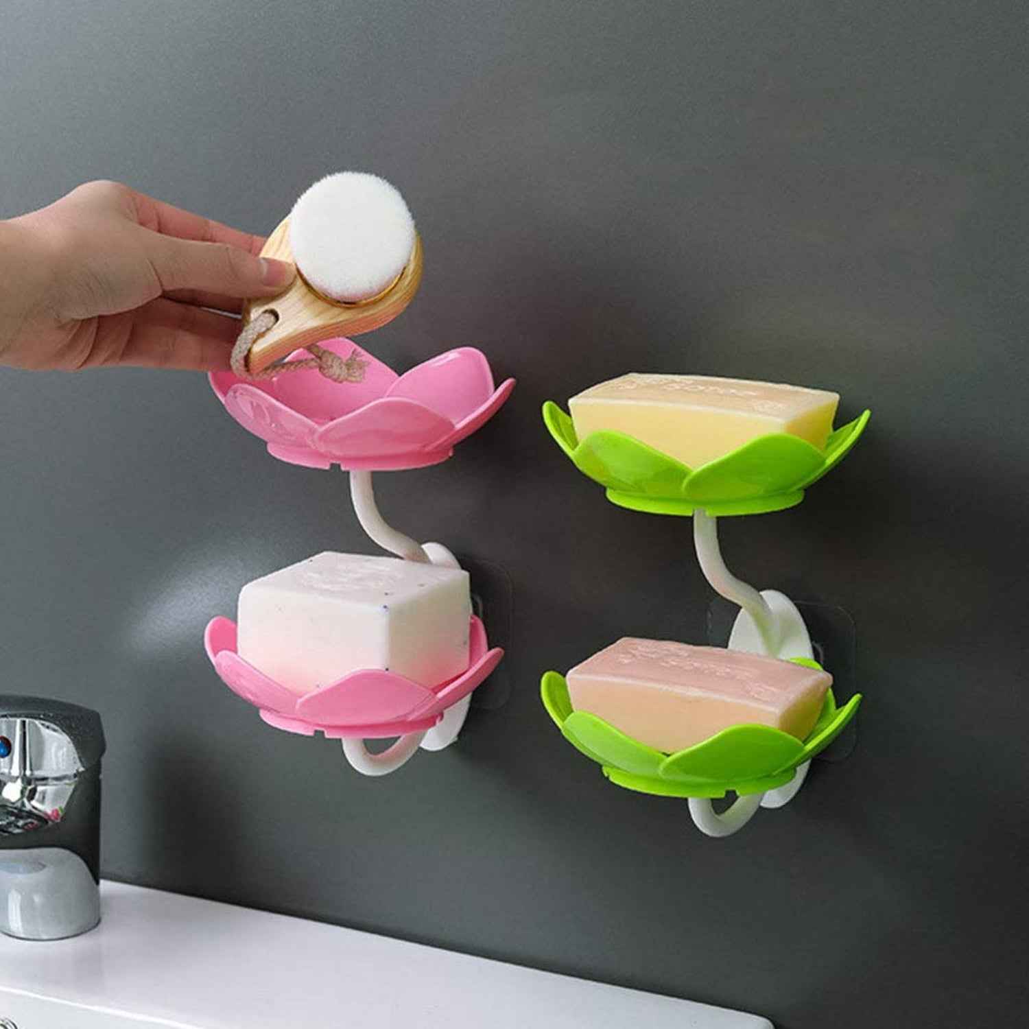 Self-Draining Soap Dish – Flower Design Bathroom Holder | VelvetBubbles