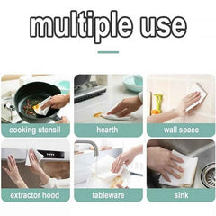 Kitchen cleaning wipe effortlessly polishing a glass surface, leaving it streak-free.