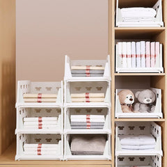 A 4-layer foldable stackable storage cart in a modern kitchen setting.