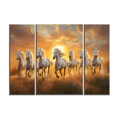 Horses Sunset Wall Art Ð Vibrant 3-Panel MDF Canvas for Home Decor