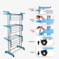Cloth Drying Stand – 3 Layer Foldable Steel | Organivo