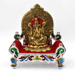 Front view of the Bal Gopal Singhasan, showcasing its detailed craftsmanship.