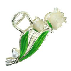 Floral Hair Claw Clip – Elegant Pearl Accent for Secure Hold