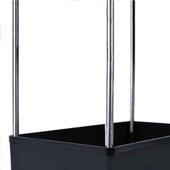 Quick shift movable storage rack trolley showing sturdy plastic trays and metal poles