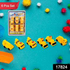Kids Construction Vehicle Set – 6 Pcs Pull-Back Toys | Little Blocks