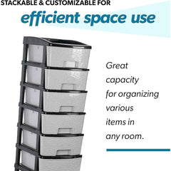 Plastic Drawer Organizer – 6-Layer Stone Texture Storage Cabinet
