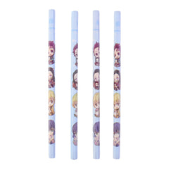 Side view of wooden pencil featuring colorful cartoon print design