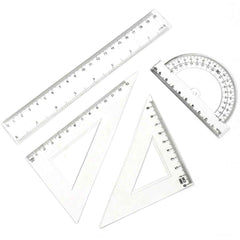 Plastic Geometry Set – Accurate Triangle Ruler & Protractor
