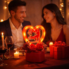 Heart Love Decorative Showpiece – Elegant Golden Rose Gift Set