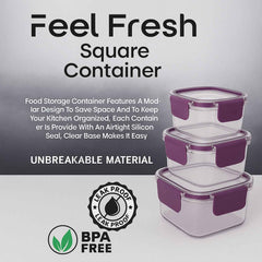 Airtight Square Food Storage Containers – Leakproof 3-Pc Set