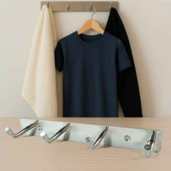 Stainless Steel Coat Hook Rack – 4 Heavy Duty Hooks for Home