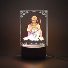 3D Lord Hanuman Frame with Soft White LED Light – Spiritual Decor