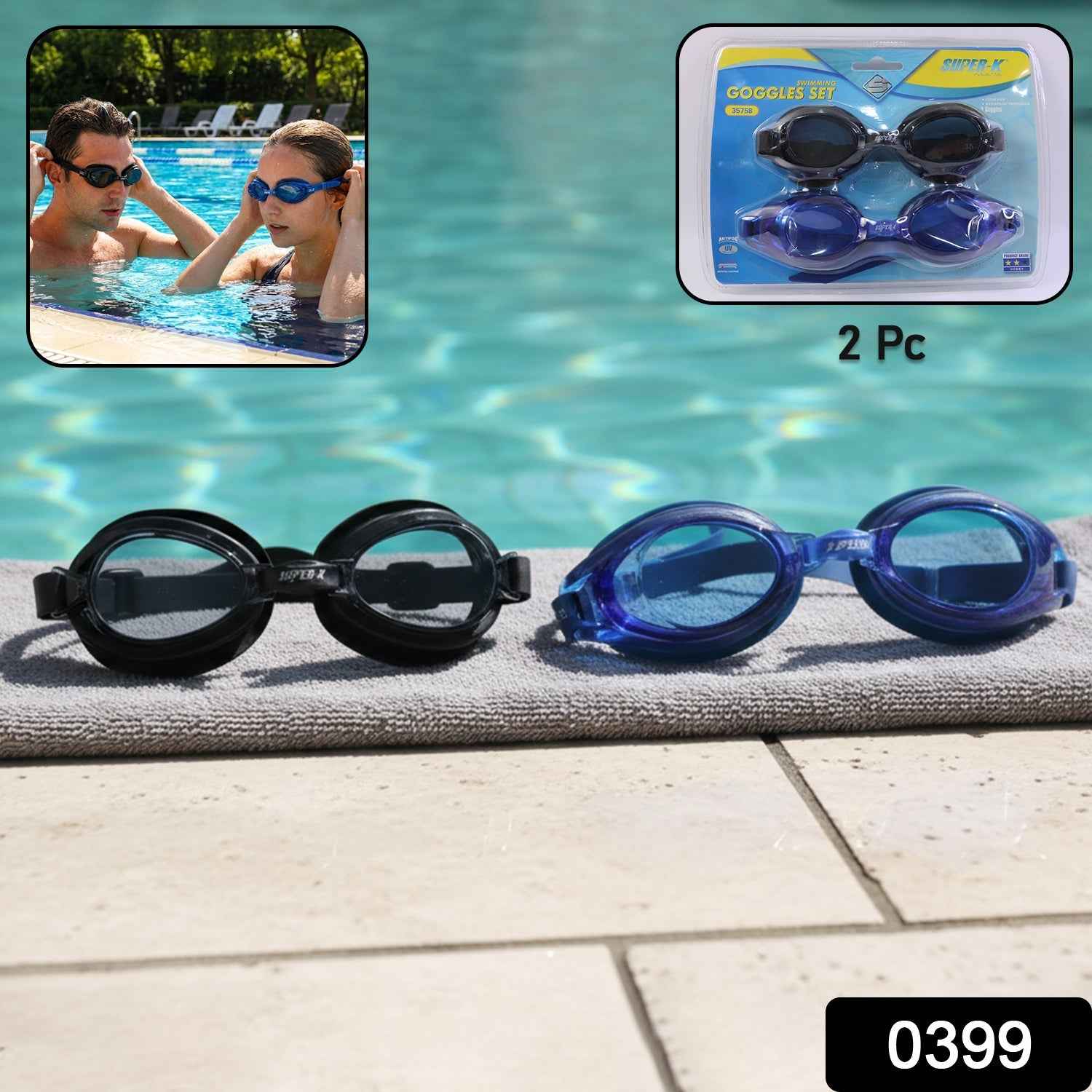 Swimming Goggles – Anti-Fog, Water-Resistant 2-Piece Set