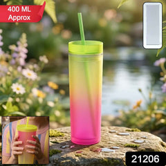 Gradient Plastic Drinking Tumbler – Reusable & Spill Proof