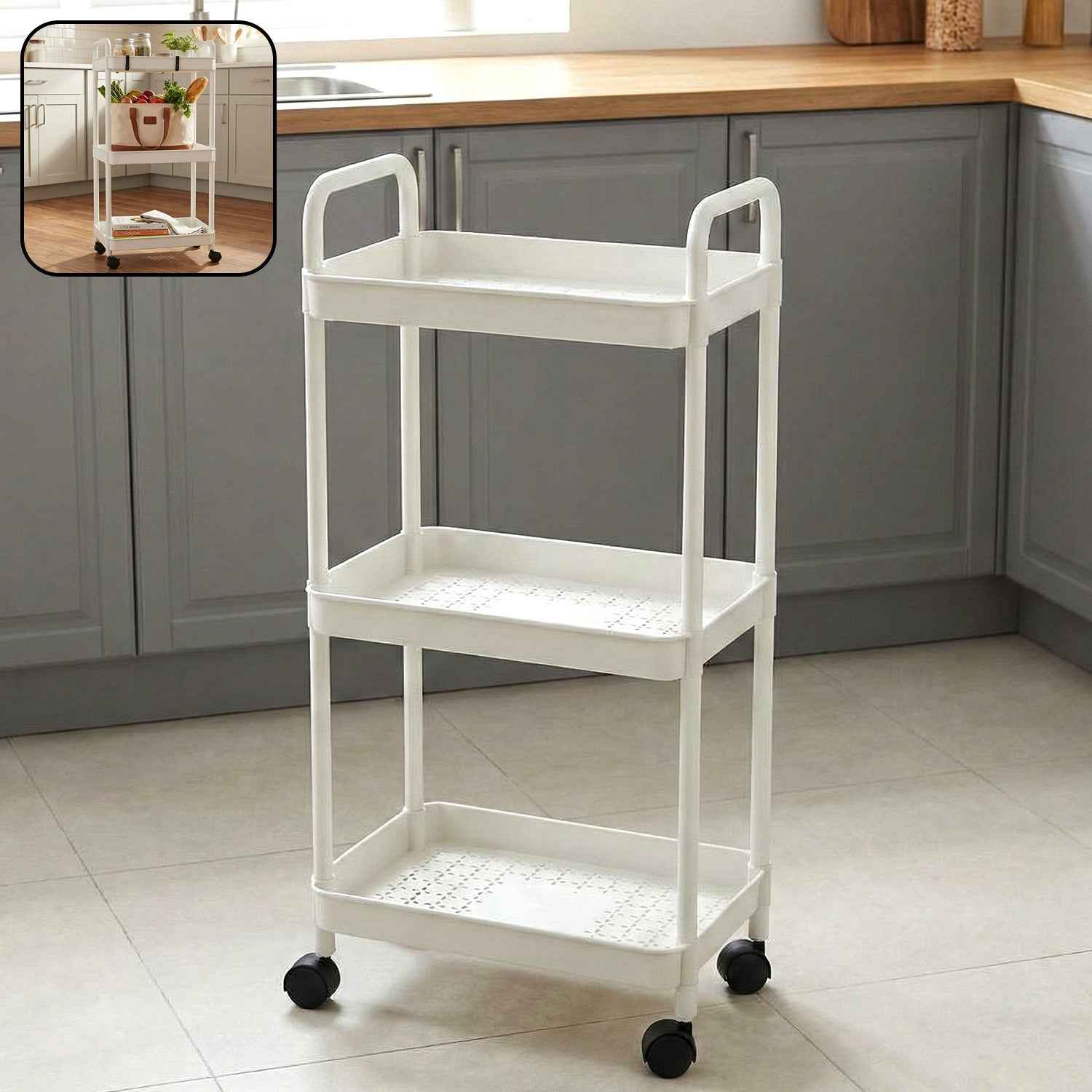 3 Layer Rolling Storage Trolley – Space-Saving Multipurpose Organizer
