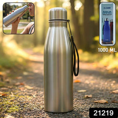 Stainless Steel Water Bottle 1000 ML – Leakproof with Carry Strap